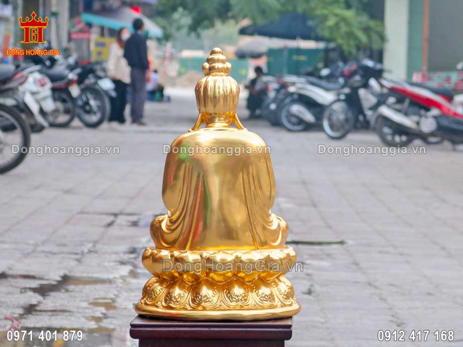 Tượng Đại Thế Chí Bồ Tát bằng đồng mạ vàng cao 42cm thích hợp bàn thờ Phật tại gia
